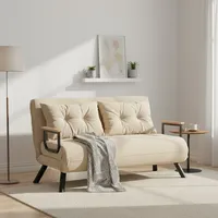 Schlafsofa 2-sitzer Calvin, Mit Stauraum, Verstellbar, Armlehnen, 133x78 Cm, Beige