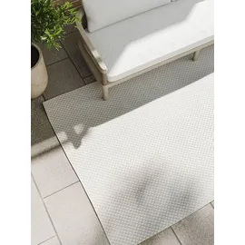 benuta In- & Outdoor Teppich Lou Weiß 300x400 cm Teppich Wohnzimmer Outdoorteppich Rechteckig Muster Modern Kurzflor Skandinavisch - Weiß