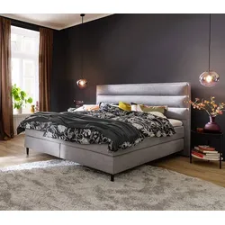 SCHÖNER WOHNEN-Kollektion Boxspringbett Portofino 180 x 200 cm Stoff Grau Hellgrau