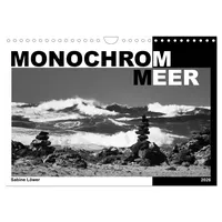 Calvendo Monochrom Meer (Wandkalender 2026 DIN A4 quer), CALVENDO