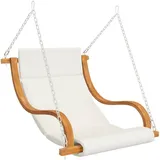 vidaXL Hängeliege mit Kissen Creme Bugholz mit Teak-Finish
