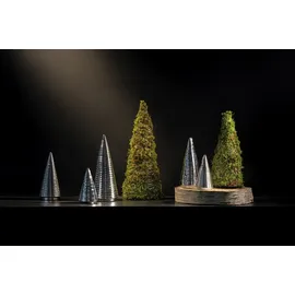 Fink Deko-Tannenbaum 13 cm Silber Porzellan - Winterdeko Figur mit feiner Linienstruktur - Porzellanbaum für Festliche Tischkultur, Fensterbank, Adventsarrangements - stilvolle Wohnaccessoires