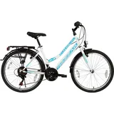 Rezzak 24 zoll Kinderfahrrad Mädchenfahrrad 24"Damen Cityfahrrad city bike Weiss türkis