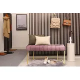 Kayoom Sitzbank KAYOOM "Rarity 225, Edler Touch durch goldenes Gestell", rosa (altrosa), B:100cm H:48cm T:47cm, Bezug: 100% Polyester (Samt) Gestell: Edelstahl, Sitzbänke, Sitzbank, eckig, samtweich, gesteppt, mit Zierknöpfen, Edelstahlgestell