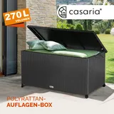 CASARIA Auflagenbox mit Rollen 270L Stauraum UV-beständig Handgriffe Gasdruckfeder Wetterfest 117x53cm Garten Aufbewahrungsbox Schwarz