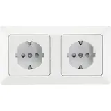 ChiliTec Milos Steckdose Unterputz 2-fach Rahmen Doppel-Steckdose 250V - Weiß