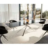DELIFE Esstisch Edge, Reliefglas Rauchschwarz 3D-Design 300x100 Kreuzgestell Rechteck Edelst schwarz 300 cm x 76 cm x 100 cm