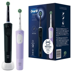 Oral-B Elektrische Zahnbürste Vitality Pro D103 Duo – Elektrische Zahnbürste – schwarz/violett lila|schwarz