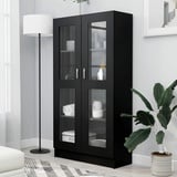 SHUJING Vitrinenschrank, Vitrine, Wandschrank, Schrank Regal, Glasregal, Glasvitrine Stehend, Eckvitrine, Manga Regal, Schwarz 82,5x30,5x150 cm Spanplatte