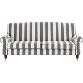 Home Affaire 3-Sitzer "Rennes", grau (anthrazit, creme streifen), B:200cm H:90cm T:93cm, Samtoptik ( 100% Polyester);Baumwollmix (50% Baumwolle, 50% Polyester), Sofas, in Samtoptik oder Baumwoll-Mix