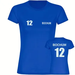 multifanshop Damen T-Shirt - Bochum - Trikot Nummer 12 - Druck weiß - Frauen