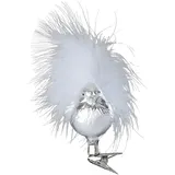 INGE-GLAS INGE-GLAS® Christbaumschmuck Silberner Spatz 5.5 cm - 10170S018 Edles Silber - Baumschmuck - Vogel, - Größe 5 - mundgeblasen