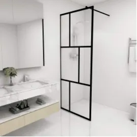 vidaXL vidaXL, Duschwand für Begehbare Duschen mit Hartglas Schwarz 80x195 cm,