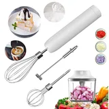 4-in-1 Handmixer, Elektrischer Schneebesen, Kleiner Kabelloser Stabmixer, Wiederaufladbarer Tragbarer Milchaufschäumer für Kaffee, Matcha, Mini Zwiebelhacker 300ML, 4-Gang-Handmixer