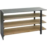 Mendler Regal HWC-L75, Wohnregal Bücherregal Schuhregal Sideboard, Massiv-Holz Industrial 72x119x40cm MVG natur mit Metall-Optik