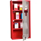 Medizinschrank Arzneischrank Medikamentenschrank Mit 3 Ebenen Erste-hilfe-schrank Mit Schloss Apothekerschrank Mit Mattglastür Stahl Rot 27 X 57 X 12 Cm - Homcom