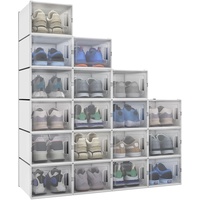 YITAHOME Schuhboxen, 18er Set, Schuhkarton stapelbar stabil, Aufbewahrungsboxen für Schuhe mit transparent Tür und Belüftungslöchern, für Schuhe bis Größe 44, stapelbare schuhbox Weiß