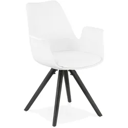Kadima Design Polsterstuhl HoReCa-Qualität Modern | Kunststoff & Buchenholz Ergonomisch | Weiß-Schwarz | Max. Belastbarkeit 100kg | LUXARO Kollektion