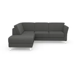 Ecksofa SIT & MORE "Visby L-Form", grau, B:248cm H:87cm T:213cm, Sofas, Wahlweise mit Bettfunktion und Stauraum, frei im Raum stellbar