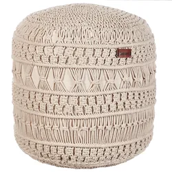 Pouf Makramee Baumwolle beige ⌀ 45 cm THAKOT