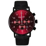Gigandet Armbanduhr Herren Edelstahl Lederband Rot Schwarz G21-009 - Rot/Schwarz