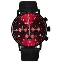 Gigandet Armbanduhr Herren Edelstahl Lederband Rot Schwarz G21-009 - Rot/Schwarz