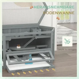 PawHut Kleintierkäfig 3 Etagen 115 x 60 x 55 cm grau
