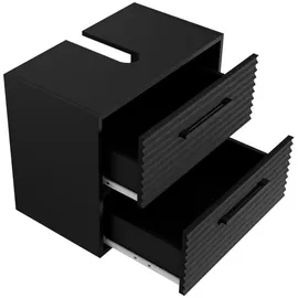 Badplaats Waschbeckenunterschrank Etna 60 x 35 cm Schwarz Matt - Hängender Badezimmerschrank mit 2 Schubladen und Montagematerial