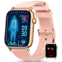 DEKELIFE Smartwatch Herren Damen mit EKG/HRV/ 1.83" Fitness Gesundheitsuhr mit 24h Herzfrequenz/Blutdruck/SPO2/Schlaf/SOS-Notruf, 145+ Sportmodi Fitnessuhr Schrittzähler iOS Android Rosa