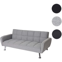 Mendler Sofa HWC-K19, Couch Schlafsofa Gästebett Bettsofa Klappsofa, Nosagfederung Schlaffunktion 203cm - Stoff/Textil hellgrau