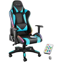 Tectake Gamingstuhl, Schwarz, Hellblau, Textil, 66.5x126x69 cm, CE, Kinder-