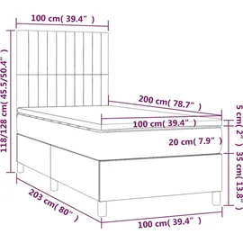 vidaXL Boxspringbett 100 x 200 cm Dunkelgrün