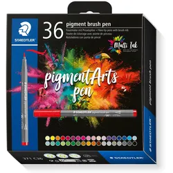 STAEDTLER Pigment Arts Brush Pen, 36 Farben, Mehrfarbig, Rund, Kunststoff, Polyp