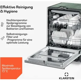 Klarstein Luxara Einbaugeschirrspüler (vollintegrierbar, 600 mm, Schwarz)