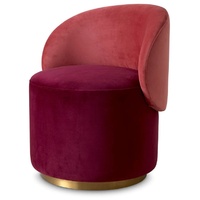 Casa Padrino Luxus Samt Esszimmer Stuhl Bordeauxrot / Rot / Messing 60 x 55 x H. 73,5 cm - Drehstuhl mit edlem Samtsoff - Esszimmer Möbel - Luxus Möbel - Luxus Qualität