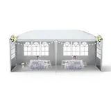 HENGMEI Gartenlauben Gartenzelt 3x6 m Partyzelt mit 6 SeitenteilenFenstern Gartenpavillon mit Stahlrahmen, UV- & Sonnenschutz, Pavillon für Garten, Hochzeit, Grillparty, Terrasse, Camping, Grau