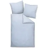 JANINE Interlock-Jersey Fischgrätmuster Blau 135 x 200 cm + 80 x 80 cm