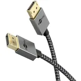 goobay 77445 @ DisplayPort 2.X Kabel, Slim Textil, 8K 120Hz, 2,0m