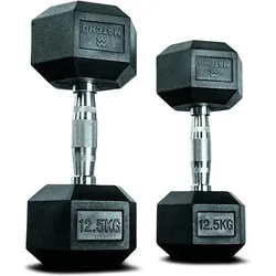 Hantel Hex Dumbbell 12,5 kg mit Gummigriff 15 KG