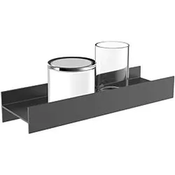 Emco Aura Glashalter/Flüssigseifenspender 853113400 schwarz matt, Kristallglas klar, mit Stülpbecher Kristallglas satiniert