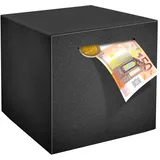 Spardose Erwachsene Groß Edelstahl Safe Sparbüchsen, Muss zum Öffnen Zerbrechen, Geldspardose Geld Sparen für Erwachsene und Kinder, Schwarz 15 * 15cm