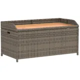 furnicato Truhenbank Bank mit Stauraum Grau 100x50x52 cm Poly Rattan Massivholz (1-St) grau