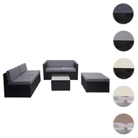 Mendler Poly-Rattan-Garnitur HWC-D24, Garten-/Lounge-Set Sofa ~ anthrazit, Polster grau