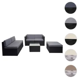 Mendler Poly-Rattan-Garnitur HWC-D24, Garten-/Lounge-Set Sofa ~ anthrazit, Polster grau
