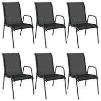 VidaXL Gartenstühle 6 Stk. Stahl und Textilene Schwarz