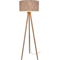Home Affaire Stehlampe »Pölsen«, 1 flammig-flammig, Dreibein aus Massivholz, mit Lampenschirm aus Tapete, Made in Europe, bunt
