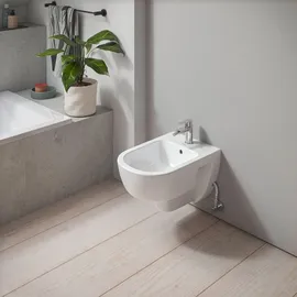 Duravit D-Code 37x54cm, mit Hahnloch, Überlauf, weiß