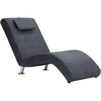 VidaXL Chaiselongue mit Kissen Grau Wildleder-Optik