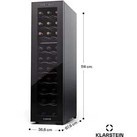Klarstein Shiraz 27 Duo Weinkühlschrank 2 Zonen Getränkekühlschrank Klein, Kleiner Weinschrank, Wein-Kühlschrank Klein mit Glastür, Indoor/Outdoor Flaschenkühlschrank, Wine Fridge, Flaschen 5-18 °C Touch