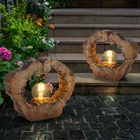 GLOBO 2er Set LED Solarleuchte, Baumscheibe, Holzoptik, L 30,5